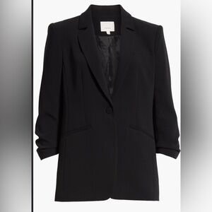 Cinq A Sept Khloe Crepe Scrunch Sleeve Blazer Black 12